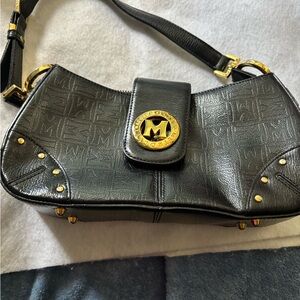 Metro City Black Mini Bag with Gold Accents